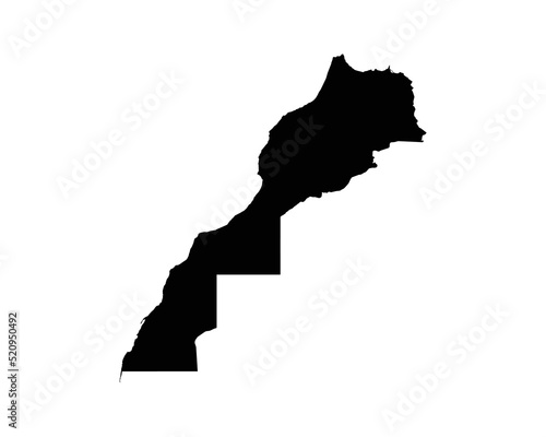 Morocco Map. Moroccan Country Map. Black and White National Nation Outline Geography Border Boundary Shape Territory Vector Illustration EPS Clipart