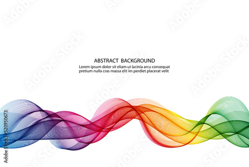Horizontal rainbow wavy vector wave, design element