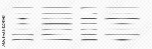 Set of realistic vector shadows for use under graphic object. Shadow effect isolated on transparent background for banners, flyers, posters.