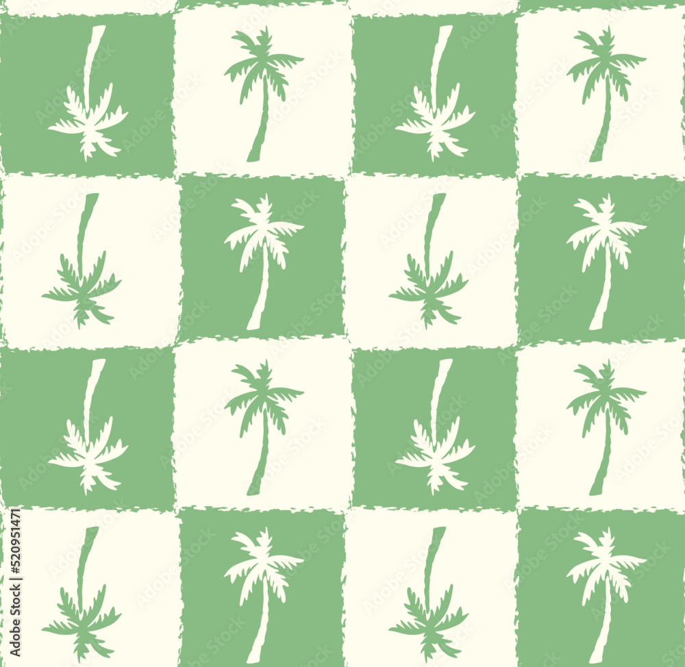 Palm Check Seamless Pattern Vector illustration 