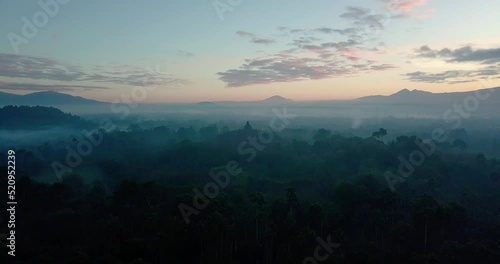 Wallpaper Mural mystical drone flight over the nature and special colors in the sky around the majestic borobudur temple in indonesia at sunrise Torontodigital.ca