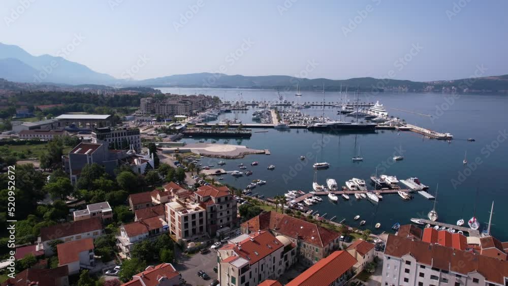 Porto Montenegro, Kotor Bay, Tivat, Aerial View of Luxury Resort Marina Porto Montenegro, Kotor Bay, Tivat, Aerial View of Luxury Resort Marina