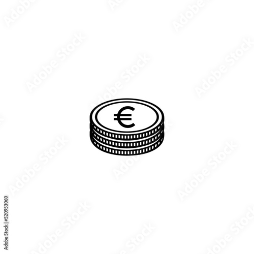Stack of Euro Money, Pile of Money Icon Symbol. Vector Illustration
