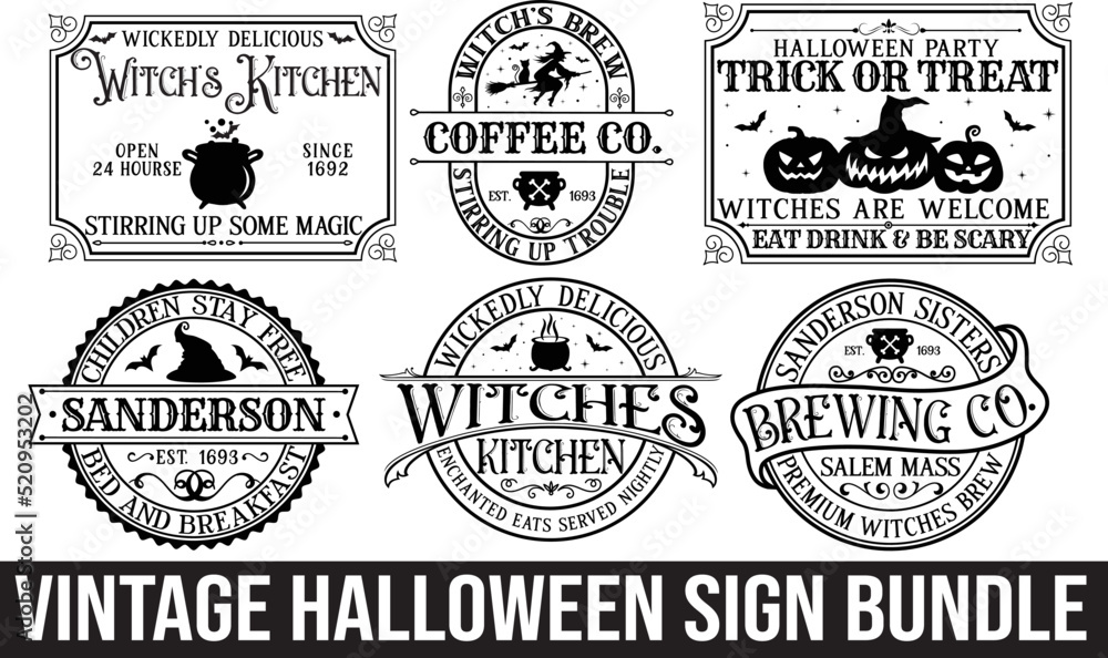 Fototapeta premium vintage Halloween sign bundle
