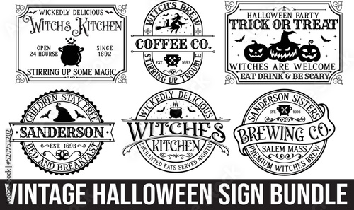 vintage Halloween sign bundle
