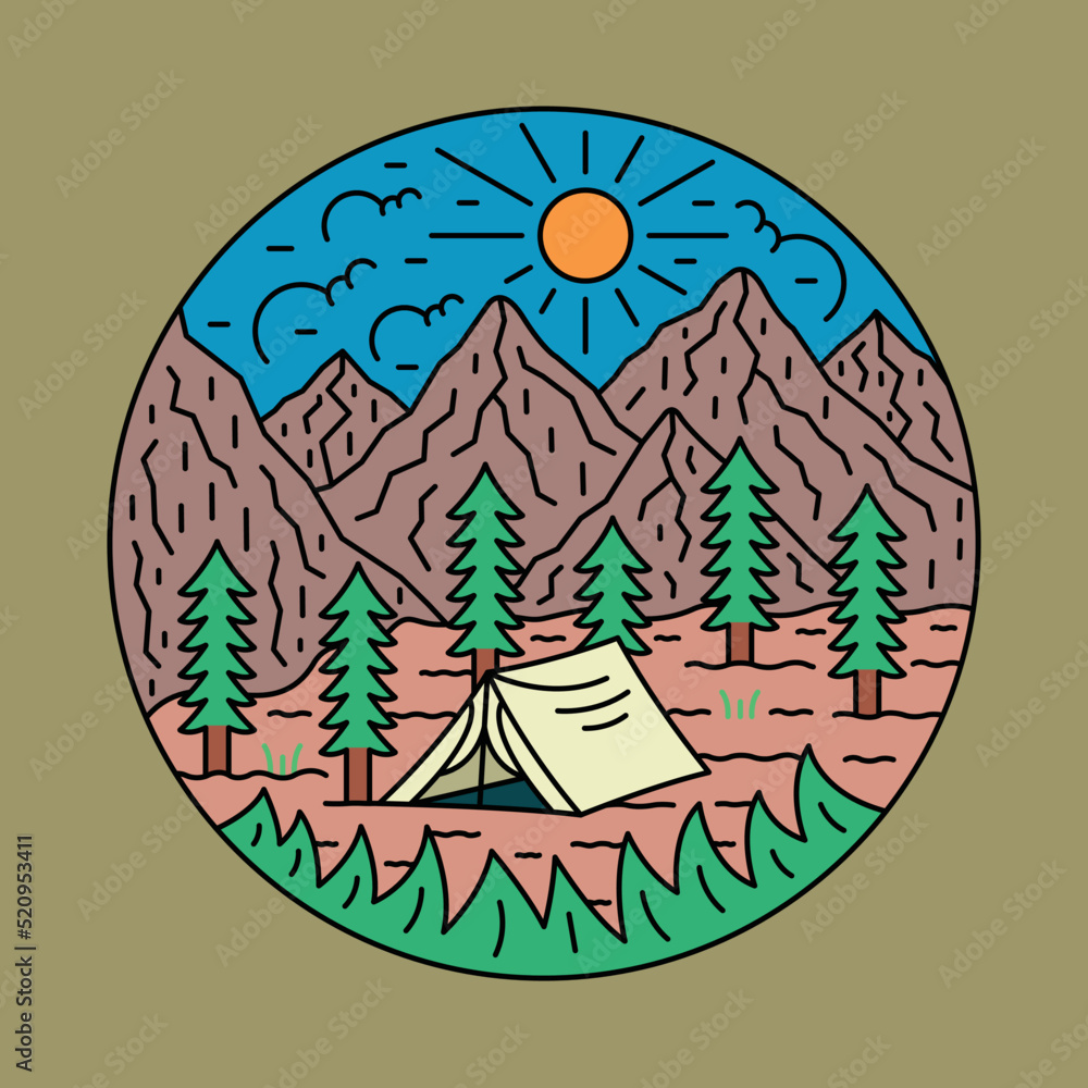 Camping in the lust forest graphic illustration vector art t-shirt design Camping in the lust forest graphic illustration vector art t-shirt design