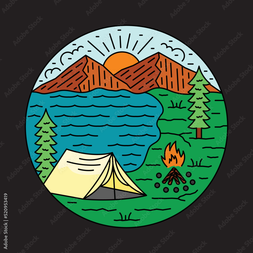 Camping with good view in the nature graphic illustration vector art t-shirt design Camping with good view in the nature graphic illustration vector art t-shirt design