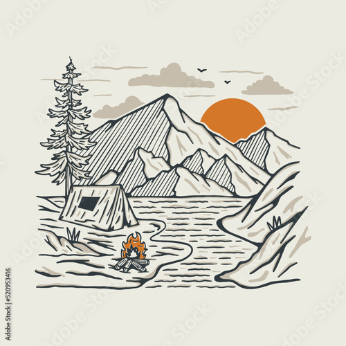 Camping in the good nature graphic illustration vector art t-shirt design