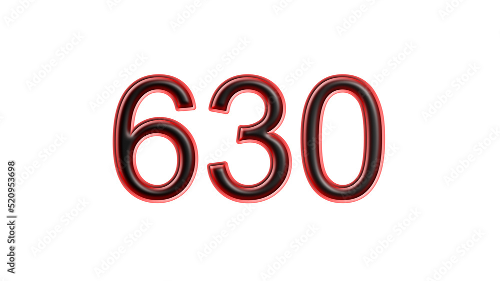 red 630 number 3d effect white background red 630 number 3d effect white background