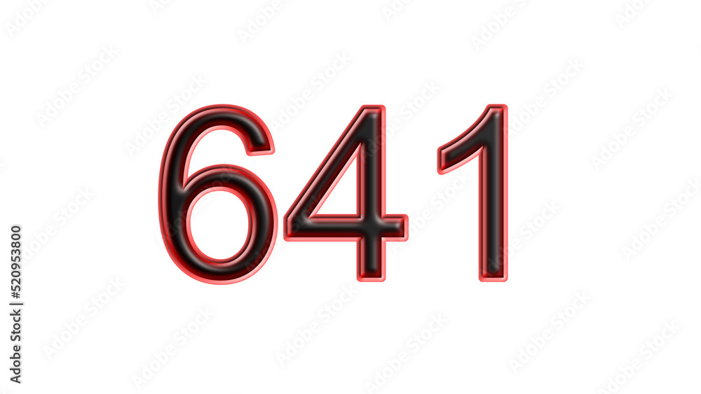 red 641 number 3d effect white background red 641 number 3d effect white background