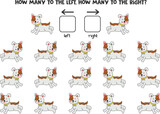 Left or right with cute dog. Logical worksheet for preschoolers.