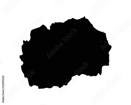 North Macedonia Map. North Macedonian Country Map. Black and White National Nation Geography Outline Border Boundary Territory Shape Vector Illustration EPS Clipart