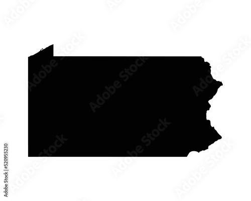 Pennsylvania US Map. PA USA State Map. Black and White Pennsylvanian State Border Boundary Line Outline Geography Territory Shape Vector Illustration EPS Clipart