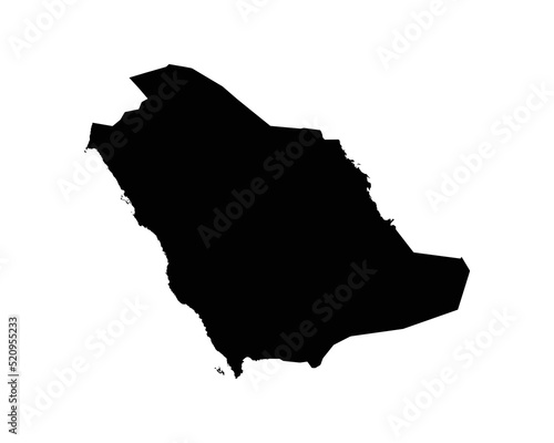 Saudi Arabia Map. Saudi Arabian Country Map. Black and White Saudi National Nation Geography Outline Border Boundary Territory Shape Vector Illustration EPS Clipart