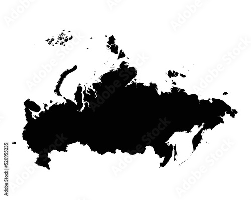 Russia Map. Russian Country Map. Black and White National Nation Geography Outline Border Boundary Territory Shape Vector Illustration EPS Clipart