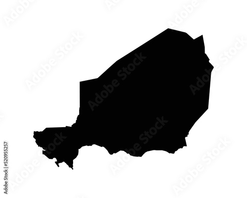 Niger Map. Nigerien Country Map. Black and White National Nation Outline Geography Border Boundary Shape Territory Vector Illustration EPS Clipart