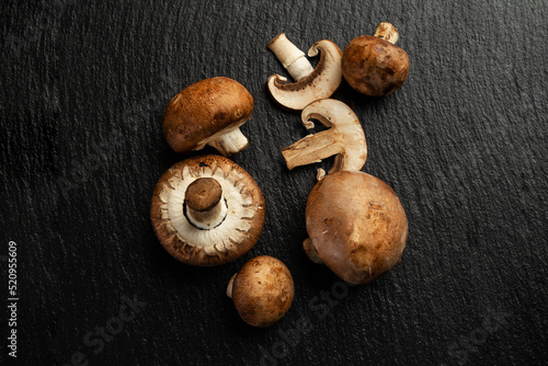 Mushrooms on slate