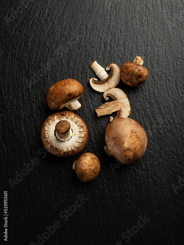 Mushrooms on slate