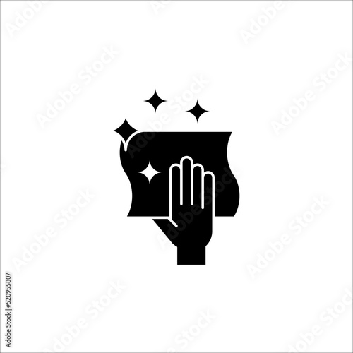 hand wiping with cloth vector icon on white background. eps 10