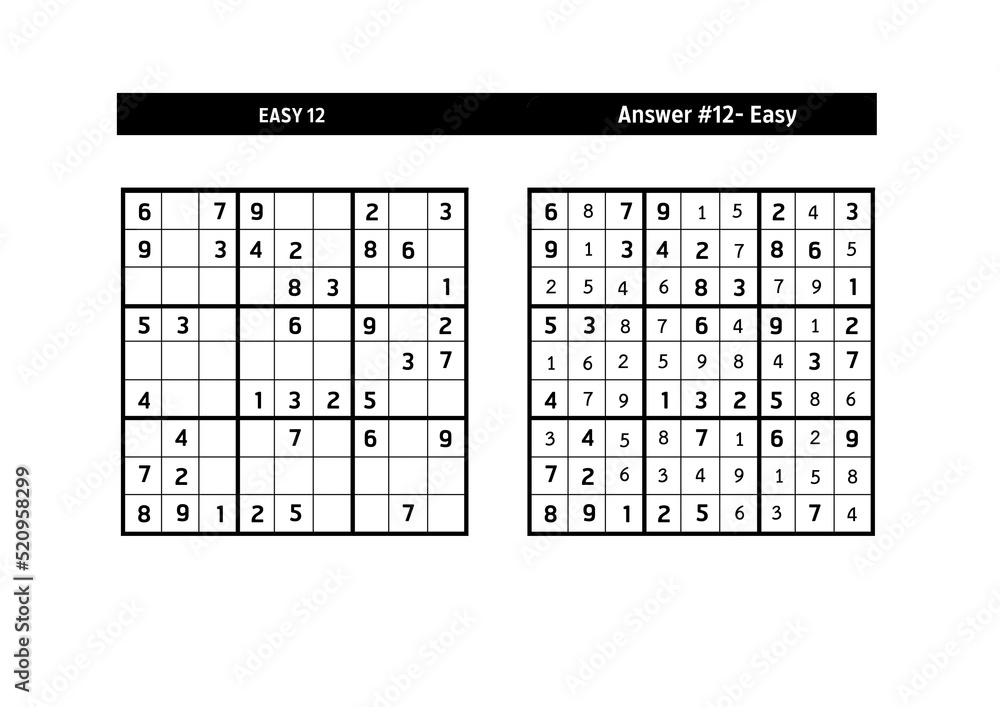 Sudoku puzzle game.Sudoku puzzle with a solution - EASY LEVEL Sudoku puzzle game.Sudoku puzzle with a solution - EASY LEVEL