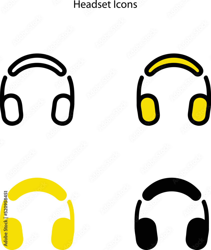 Headset icons isolated on a white background with different style. thin line headset icon outline linear headset symbol for logo, web, app, UI. headset icon simple sign headset Headset icons isolated on a white background with different style. thin line headset icon outline linear headset symbol for logo, web, app, UI. headset icon simple sign headset