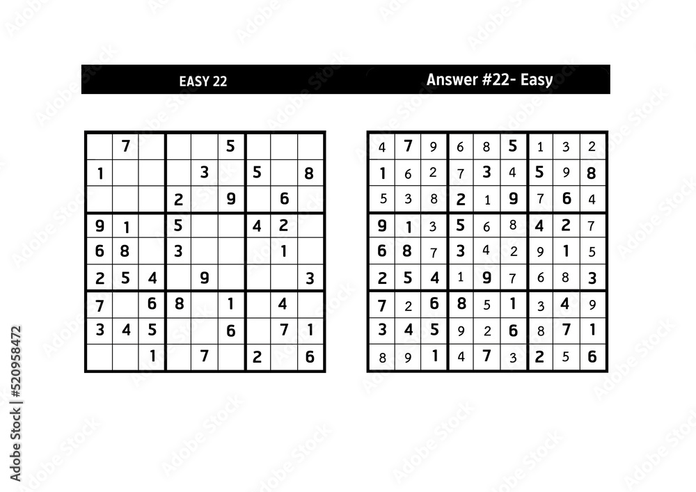 Sudoku puzzle game.Sudoku puzzle with a solution - EASY LEVEL Sudoku puzzle game.Sudoku puzzle with a solution - EASY LEVEL