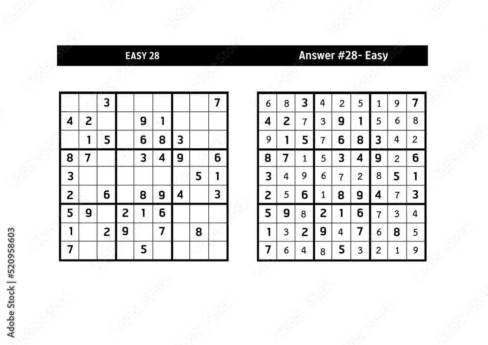 Sudoku puzzle game.Sudoku puzzle with a solution - EASY LEVEL Sudoku puzzle game.Sudoku puzzle with a solution - EASY LEVEL