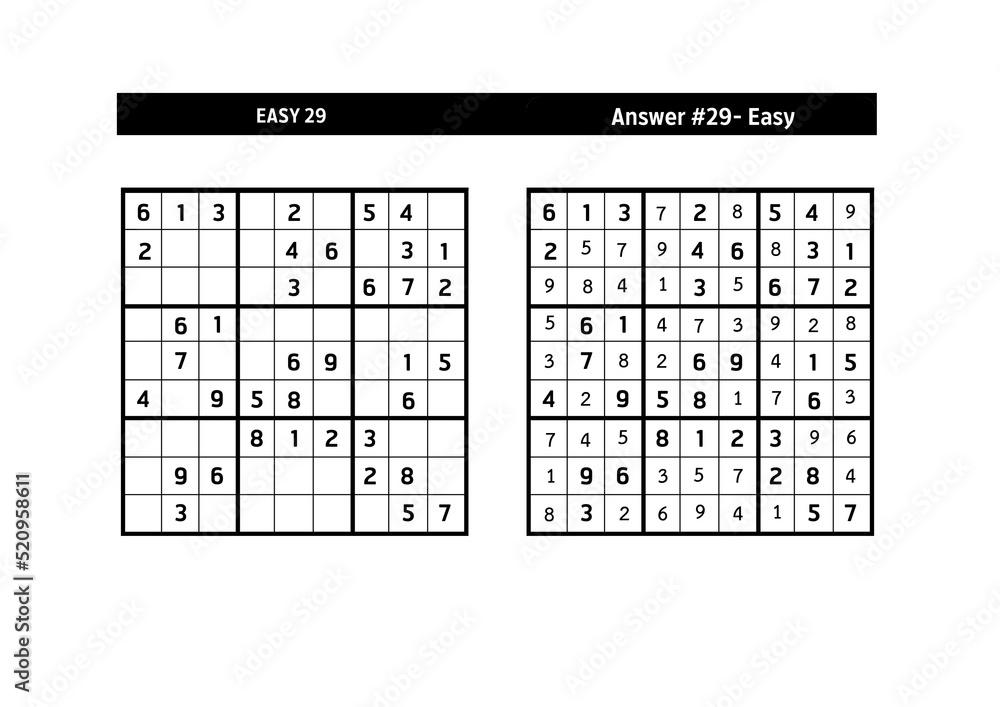 Sudoku puzzle game.Sudoku puzzle with a solution - EASY LEVEL Sudoku puzzle game.Sudoku puzzle with a solution - EASY LEVEL