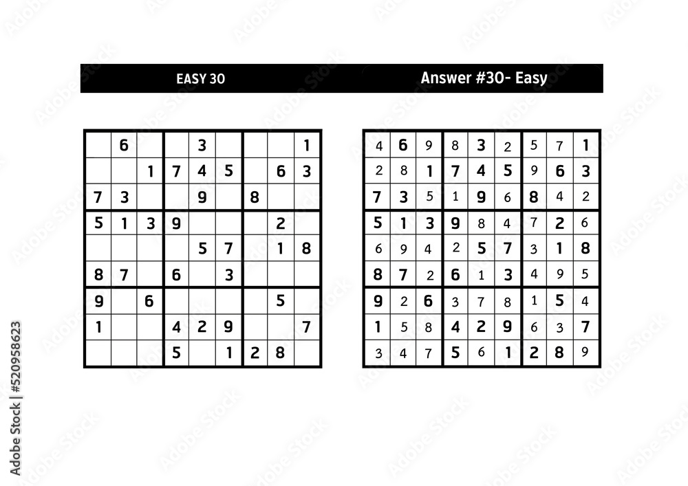 Sudoku puzzle game.Sudoku puzzle with a solution - EASY LEVEL Sudoku puzzle game.Sudoku puzzle with a solution - EASY LEVEL