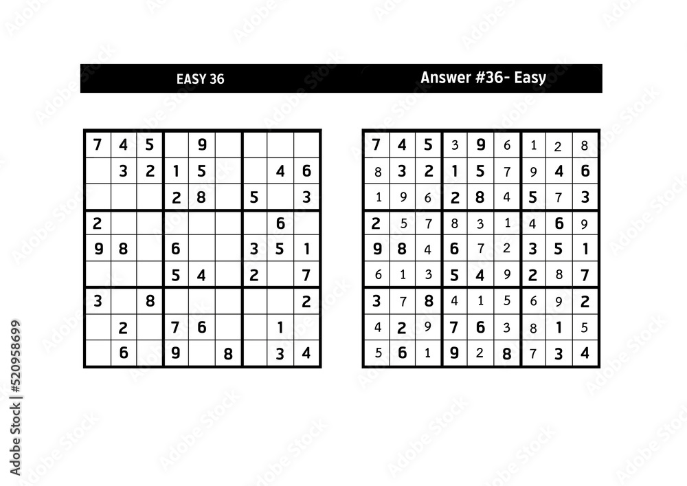 Sudoku puzzle game.Sudoku puzzle with a solution - EASY LEVEL Sudoku puzzle game.Sudoku puzzle with a solution - EASY LEVEL