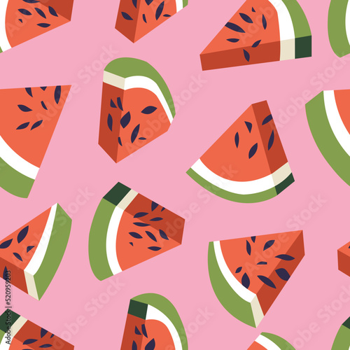 Vector seamless pattern with watermelon fruits. Abstract design for paper, cover, fabric.