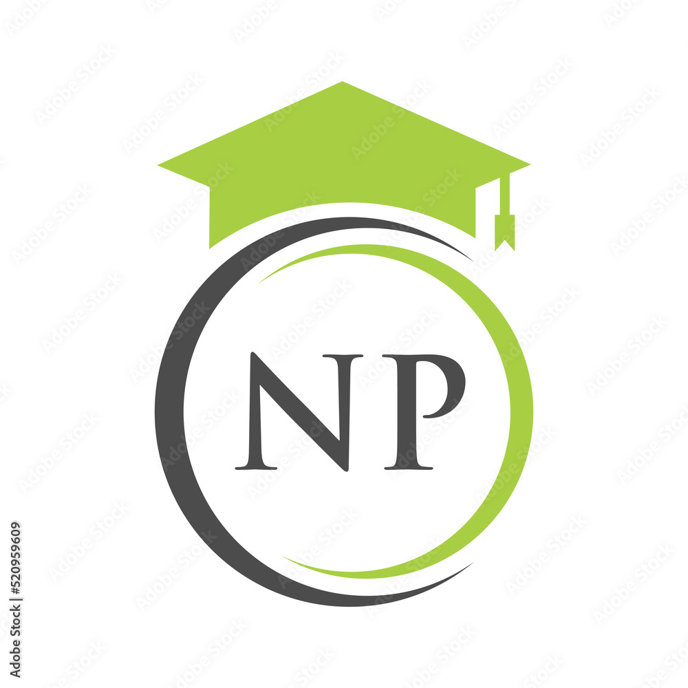 Letter NP Education Logo Concept With Educational Graduation Hat Vector ...