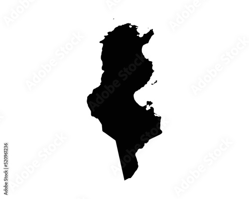 Tunisia Map. Tunisian Country Map. Black and White National Nation Geography Outline Border Boundary Territory Shape Vector Illustration EPS Clipart