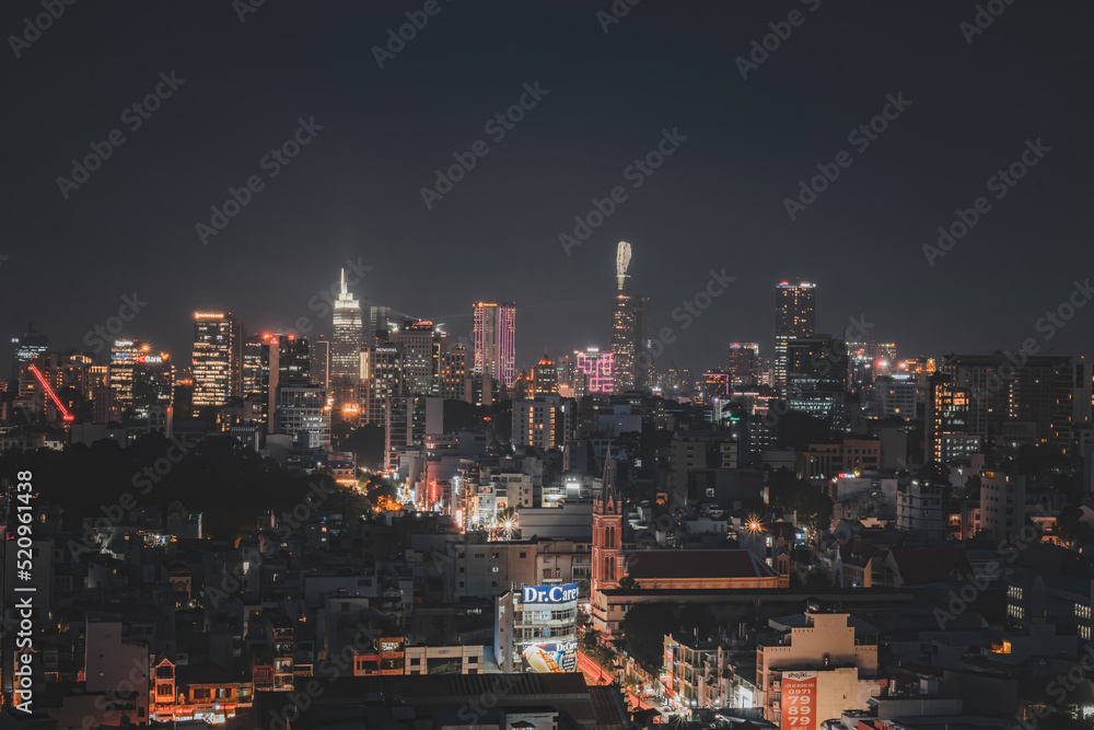 Aerial view of Ho Chi Minh City, commonly known by its previous name, Saigon is the largest and most populous city in Vietnam. Travel and business concept