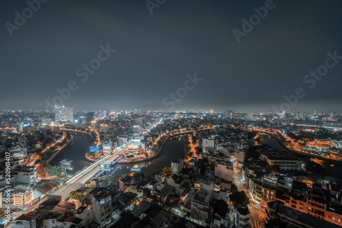 Aerial view of Ho Chi Minh City, commonly known by its previous name, Saigon is the largest and most populous city in Vietnam. Travel and business concept © CravenA