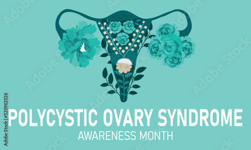 PCOS awareness month. Uterus with flowers. Vector illustration. photo