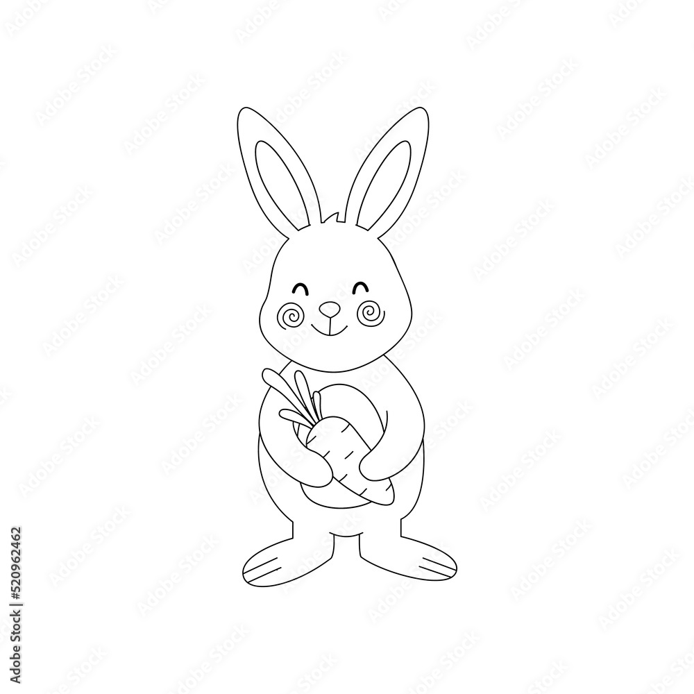 A cute bunny in black and white colouring A cute bunny in black and white colouring