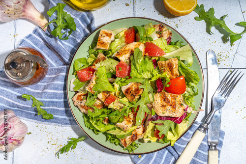 Salad with grill chicken breast