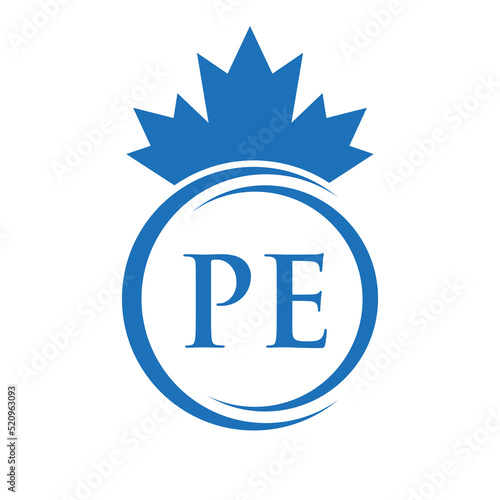Letter PE Maple Leaf Logo Template Symbol Canadian Business, Company Logo Concept Vector Template
