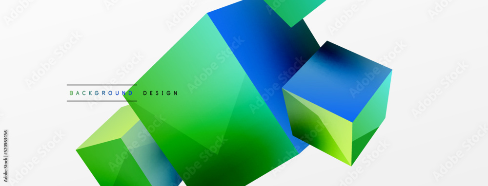 3d vector abstract background. Flying cubes composition. Trendy techno business template for wallpaper, banner, background or landing 3d vector abstract background. Flying cubes composition. Trendy techno business template for wallpaper, banner, background or landing