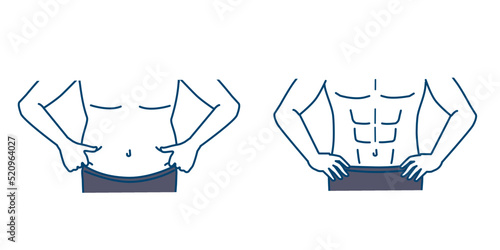 男性のウエスト　お腹　贅肉　腹筋　ダイエット　イラスト