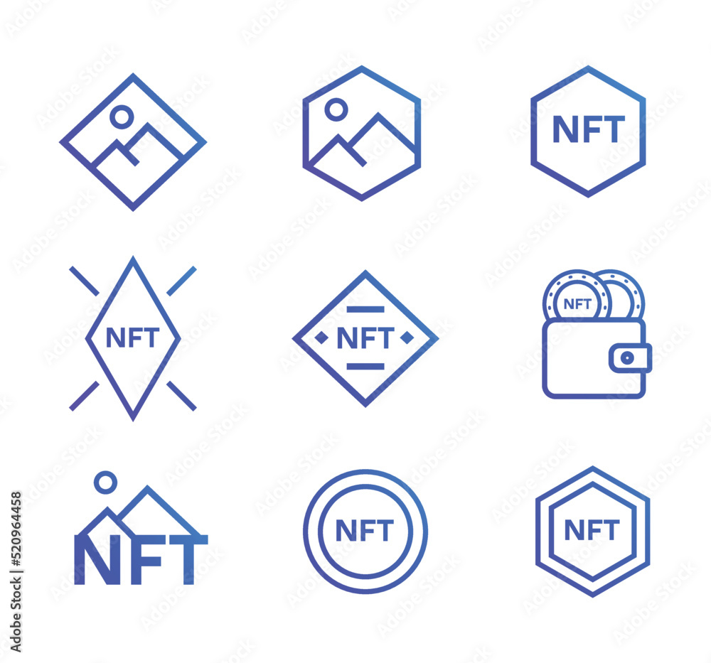 Obraz premium Gradient NFT set of icons for web design