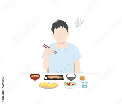 食欲がない　食べれない　味覚障害　男性　食事　摂食障害　夏バテ　イラスト