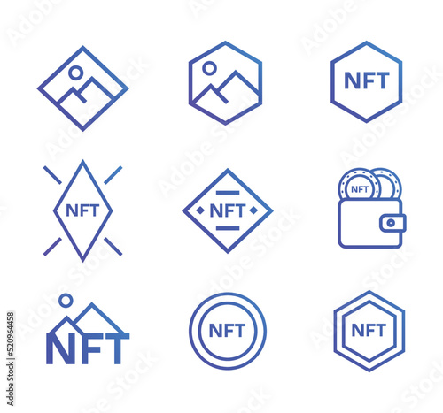 Gradient NFT set of icons for web design