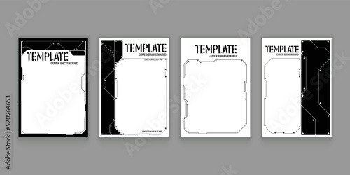 Vector abstract tech sci fi template cover design element.