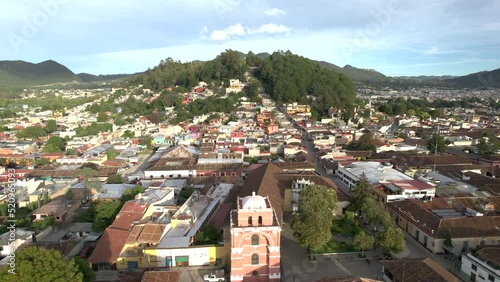 aerial downward view of the city of san cristobal de las casa in chiapas mexico photo