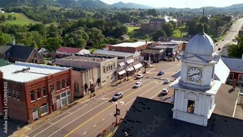 aerial over the russell county courthouse in lebanon virginia photo