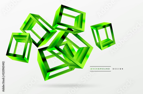 3D cube shapes vector geometric background. Trendy techno business template for wallpaper, banner, background or landing