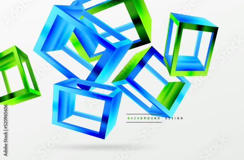 3D cube shapes vector geometric background. Trendy techno business template for wallpaper, banner, background or landing