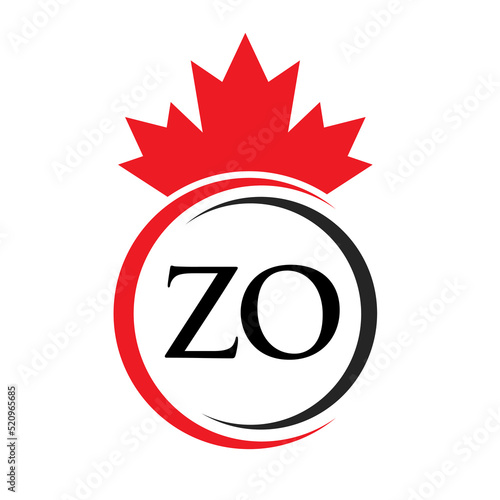 Letter ZO Maple Leaf Logo Template Symbol Canadian Business, Company Logo Concept Vector Template